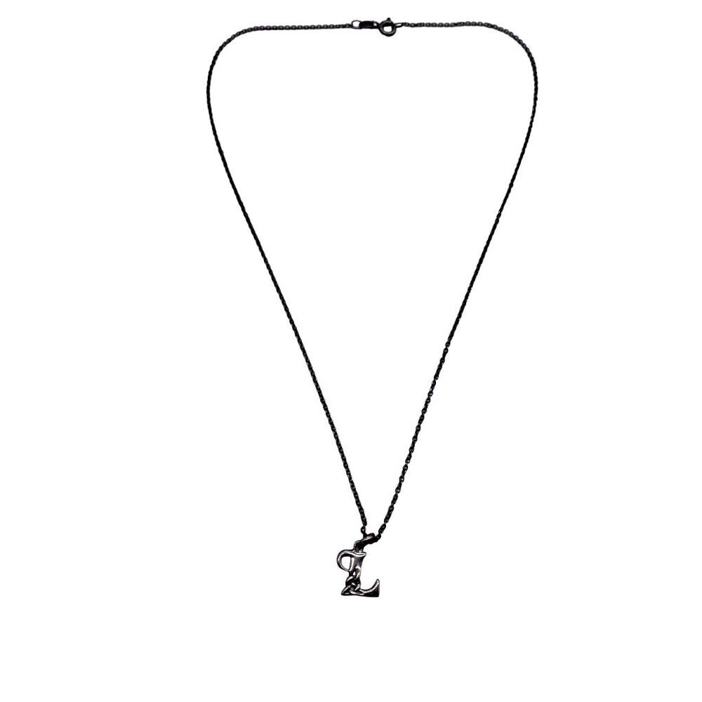 KH 925 Sterling Silver Celtic Initial Letter L Pendant Chain Necklace
